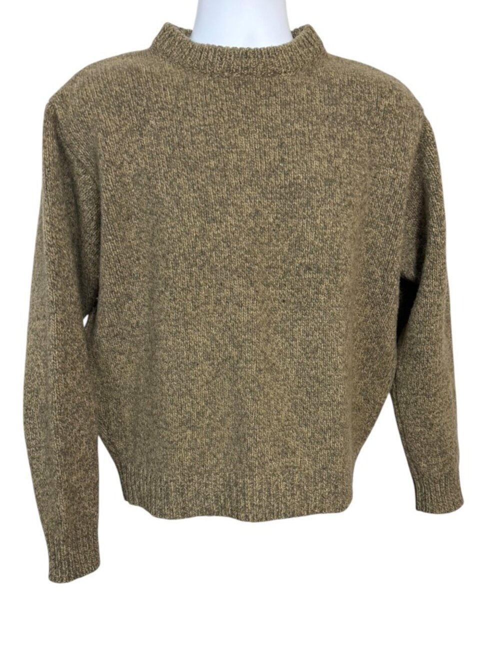 L.L.Bean Mens M Lambswool Crewneck Sweater Brown Heather 100% Wool